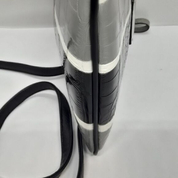 Guess Mini Crossbody Stripped White/Grey/Black Color - Picture 4 of 8